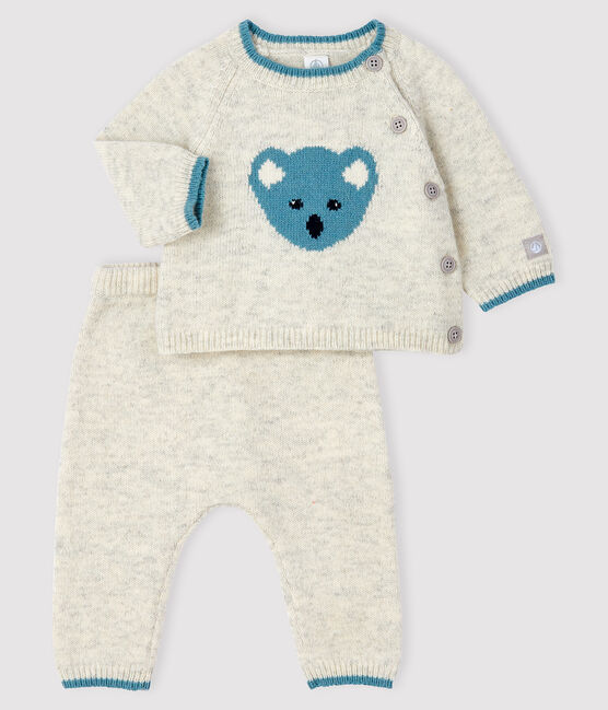 Ensemble 2 pièces jacquard bébé en tricot gris BELUGA CHINE