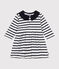Jurk in jersey met lange mouwen voor baby's wit MARSHMALLOW/blauw SMOKING