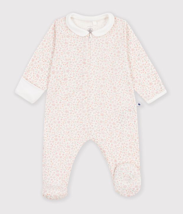 Pyjama b&eacute;b&eacute; en coton imprim&eacute; &agrave; fleurs blanc/multicouleur