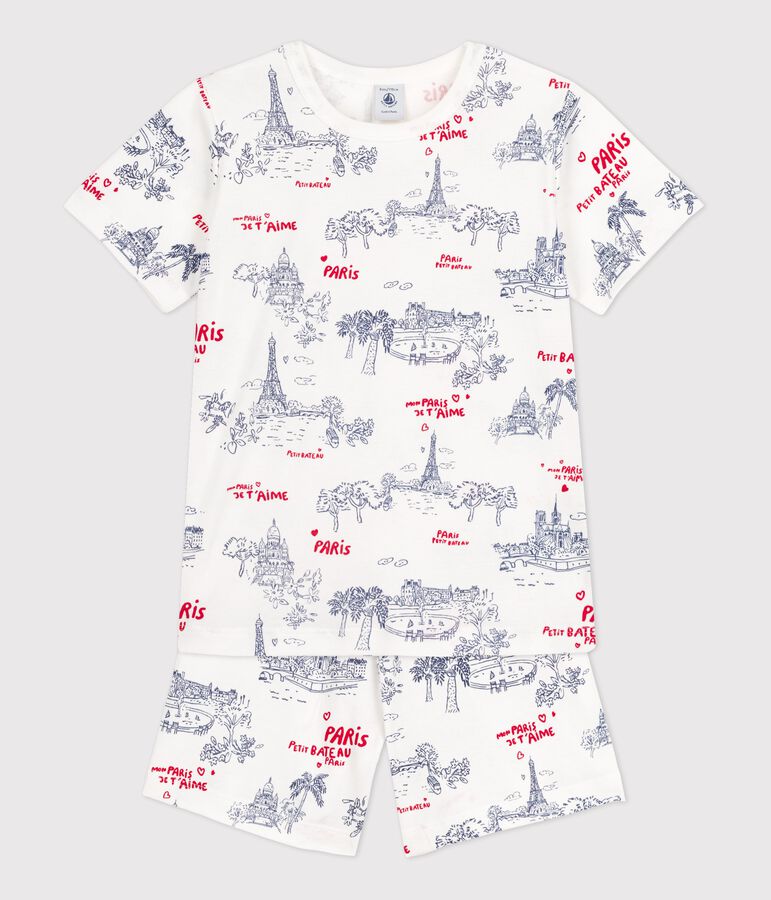 Pyjacourt en coton enfant blanc/multicouleur