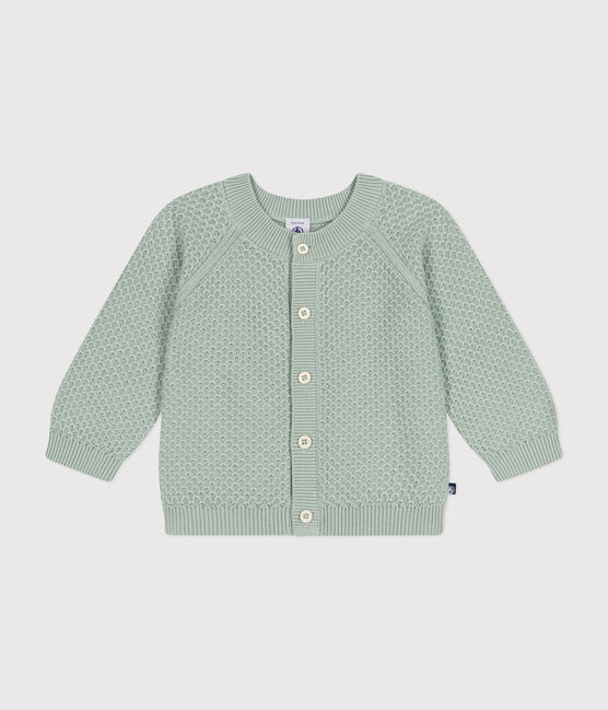 Cardigan en tricot de coton bébé vert HERBIER