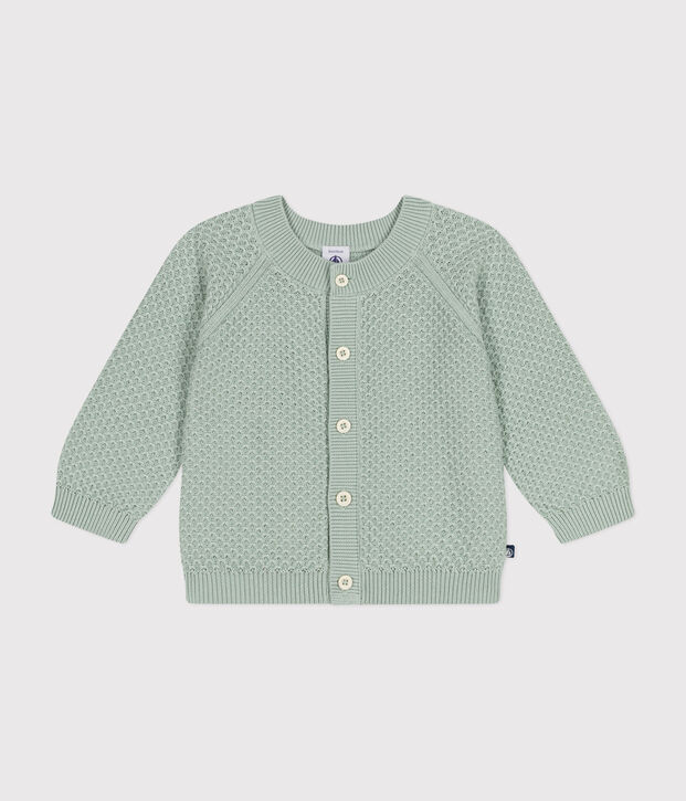Cardigan en tricot de coton b&eacute;b&eacute; vert