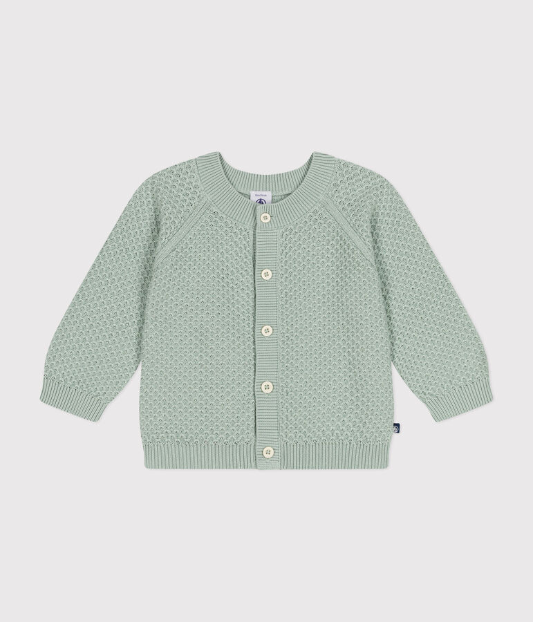 Cardigan en tricot de coton b&eacute;b&eacute; vert