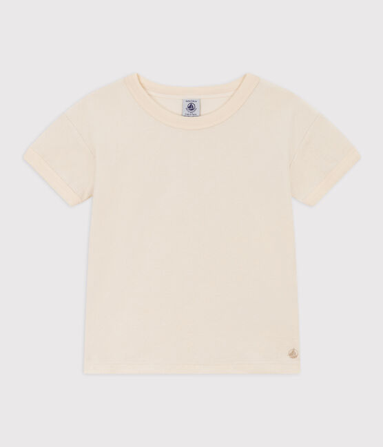 T-shirt in bouclébadstof voor meisjes/jongens ecru AVALANCHE