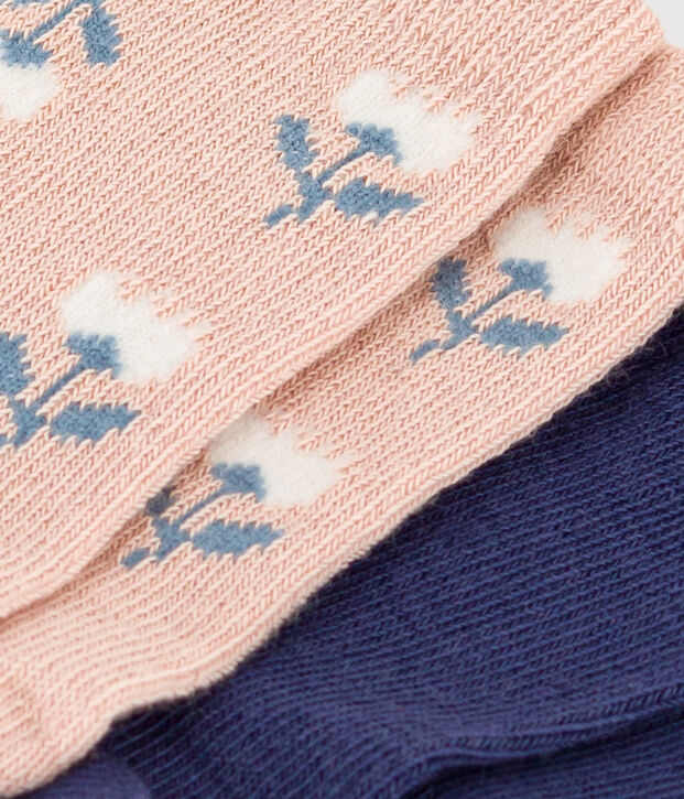 Lot de 2 paires de chaussettes fleurs en jersey de coton b&eacute;b&eacute; multicouleur