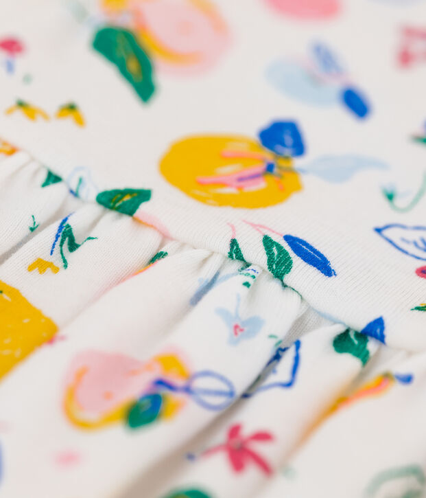 Katoenen babyjurk wit/multicouleur