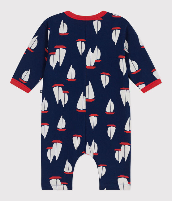 Katoenen babypakje met lange mouw en bootjesprint blauw MEDIEVAL/wit MULTICO