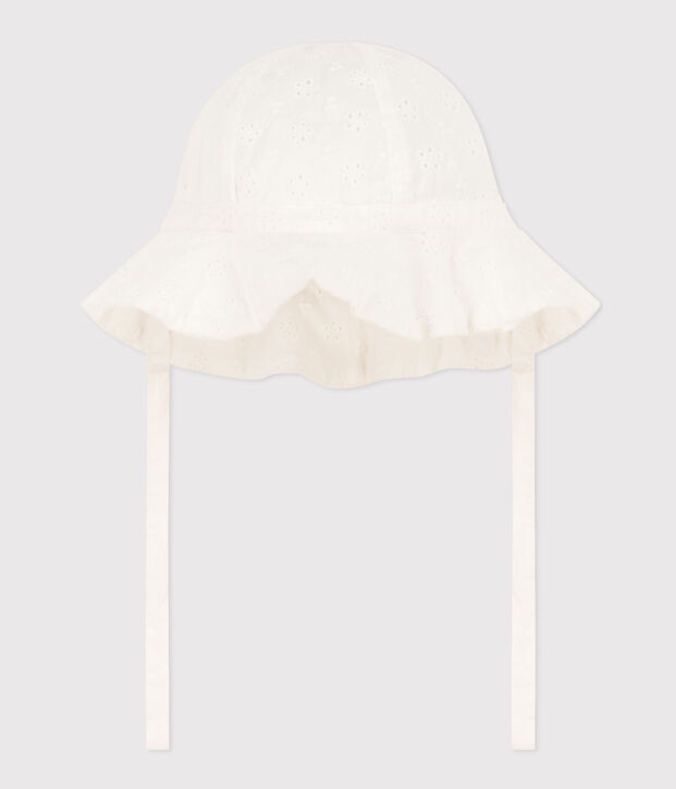 Capeline en broderie anglaise b&eacute;b&eacute; blanc