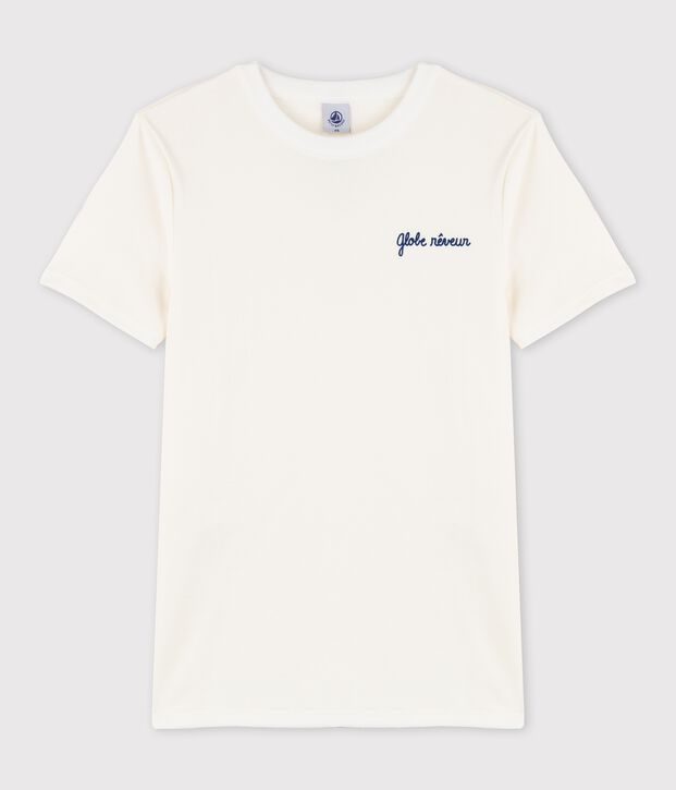 T-shirt met ronde hals en zeefdruk in katoen voor dames wit