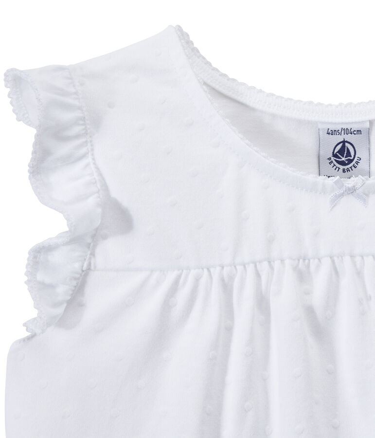 Pyjacourt petite fille en coton fin blanc