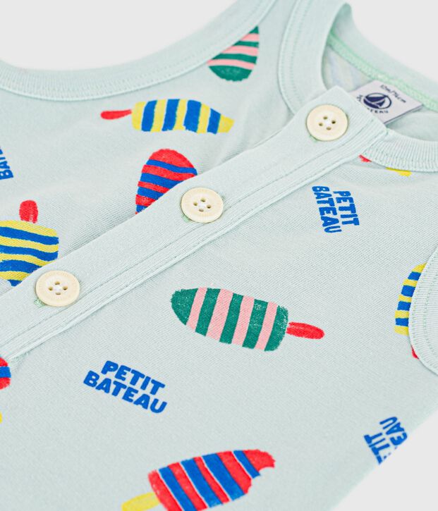 Kort babypakje van katoen met ijsjesprint blauw/multicouleur