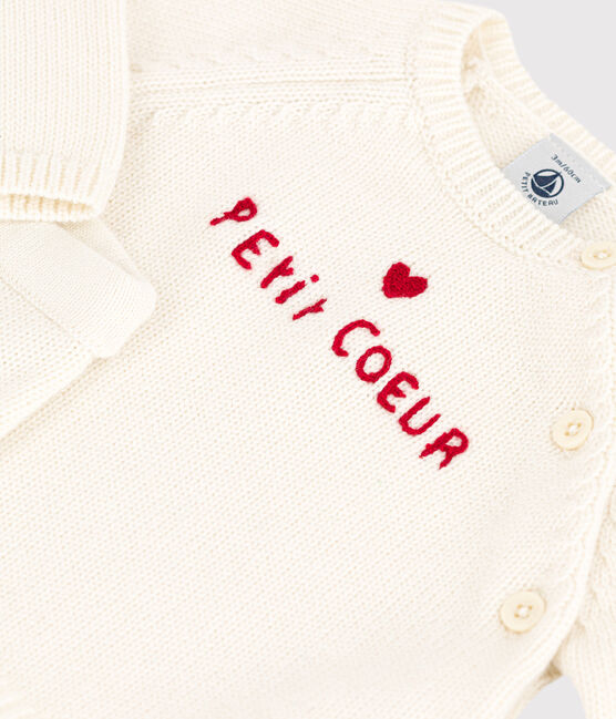 Ensemble 2 pièces bébé en tricot laine et coton blanc MARSHMALLOW