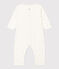 Katoenen babypyjama met sterretjesprint zonder voetjes wit MARSHMALLOW/wit MISTIGRI