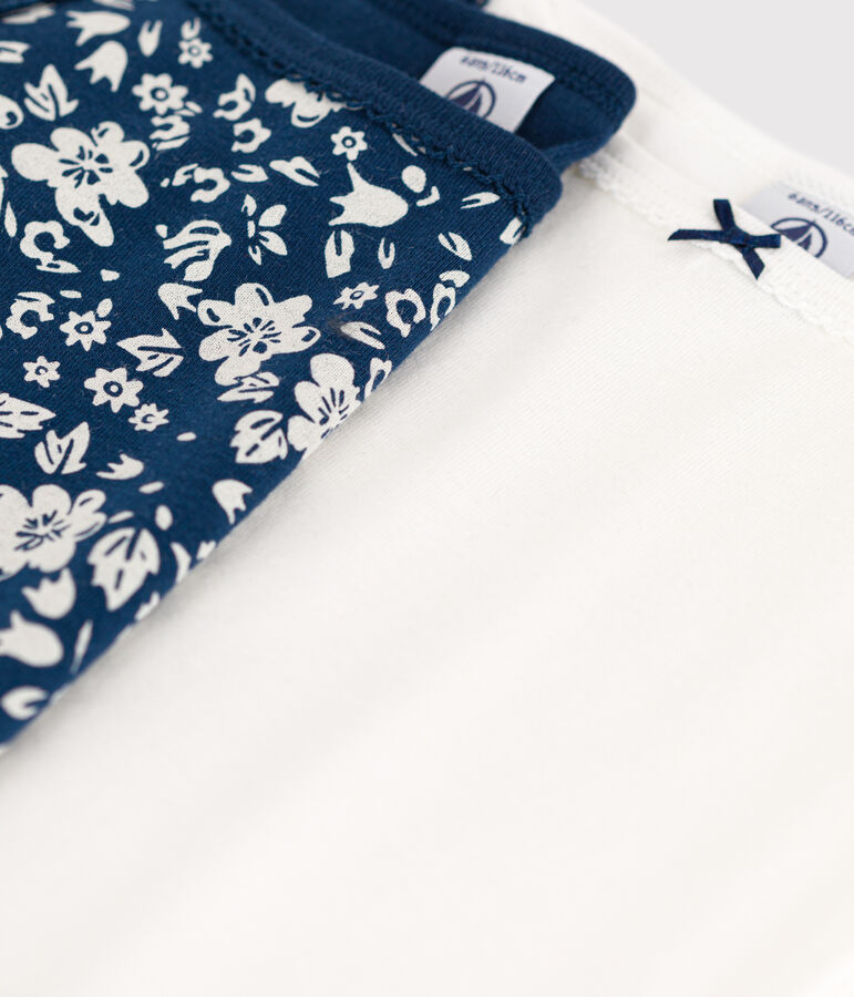 Set van 2 meisjeshemdjes met bandjes en bloemetjes in katoen multicouleur