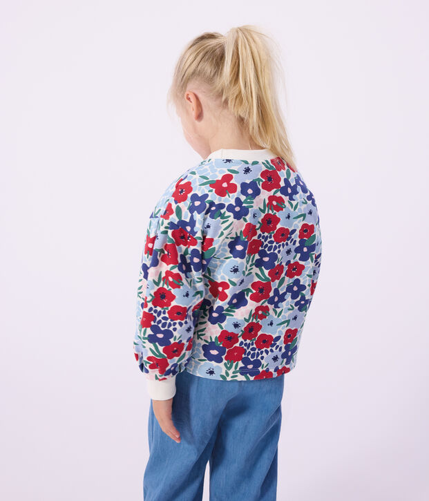Katoenen sweatshirt met bloemetjesprint voor kinderen wit/multicouleur
