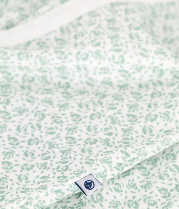 Katoenen pakje/trappelzak met gebloemde kraag voor baby's wit/multicouleur