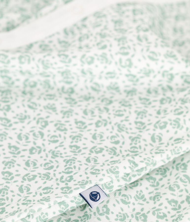 Katoenen pakje/trappelzak met gebloemde kraag voor baby's wit/multicouleur