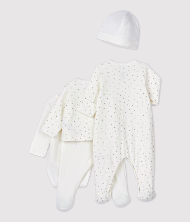 Babyuitzet voor de eerste dagen in biokatoen multicouleur