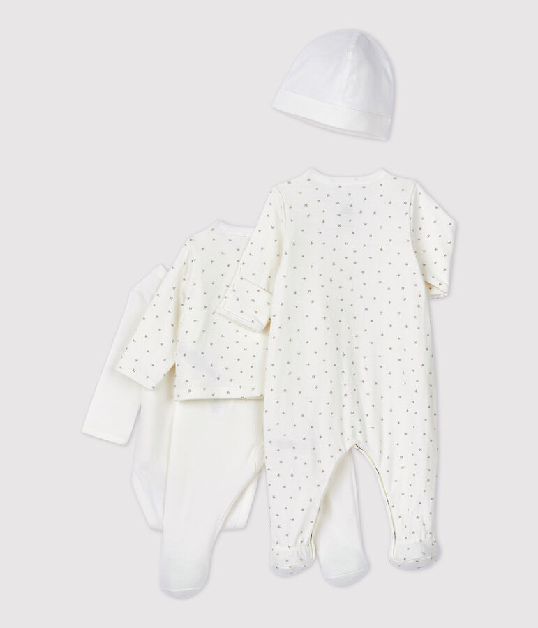 Babyuitzet voor de eerste dagen in biokatoen multicouleur