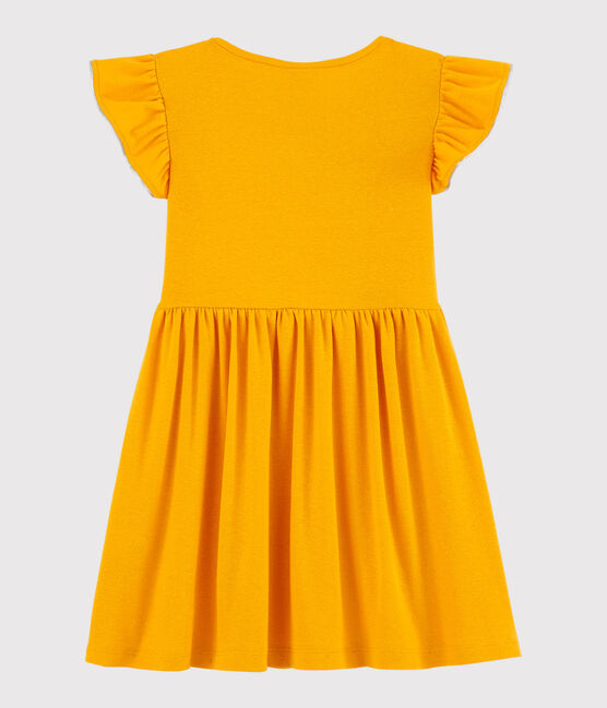 Robe manches courtes en coton et lin enfant fille jaune TEHONI
