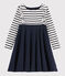 Robe manches longues enfant fille blanc MARSHMALLOW/bleu SMOKING