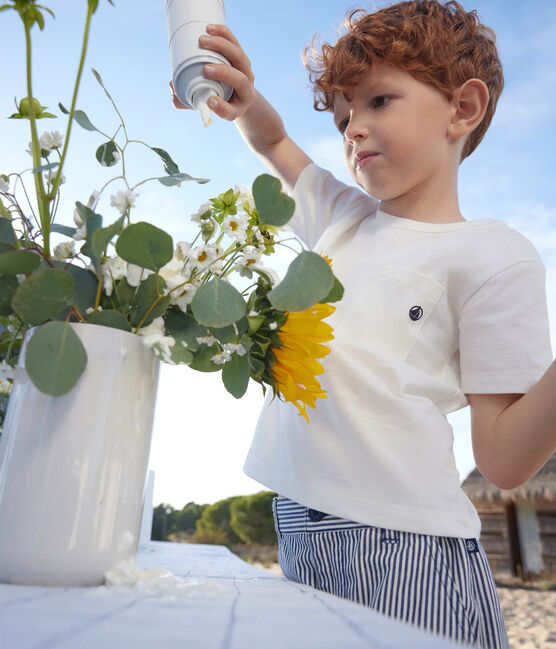 T-shirt met korte mouwen voor jongens wit MARSHMALLOW