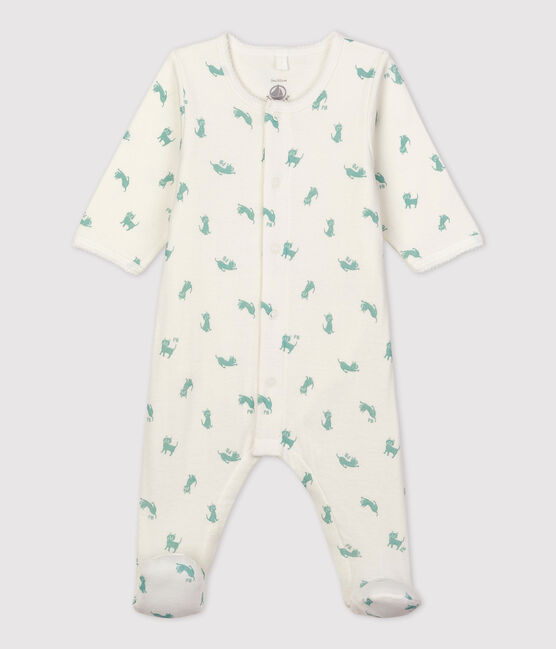 Bodyjama bébé en coton biologique blanc MARSHMALLOW/ HERBIER
