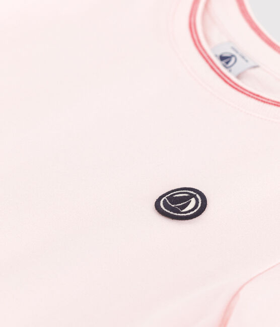 Effen katoenen T-shirt met korte mouwen voor kinderen roze FLEUR