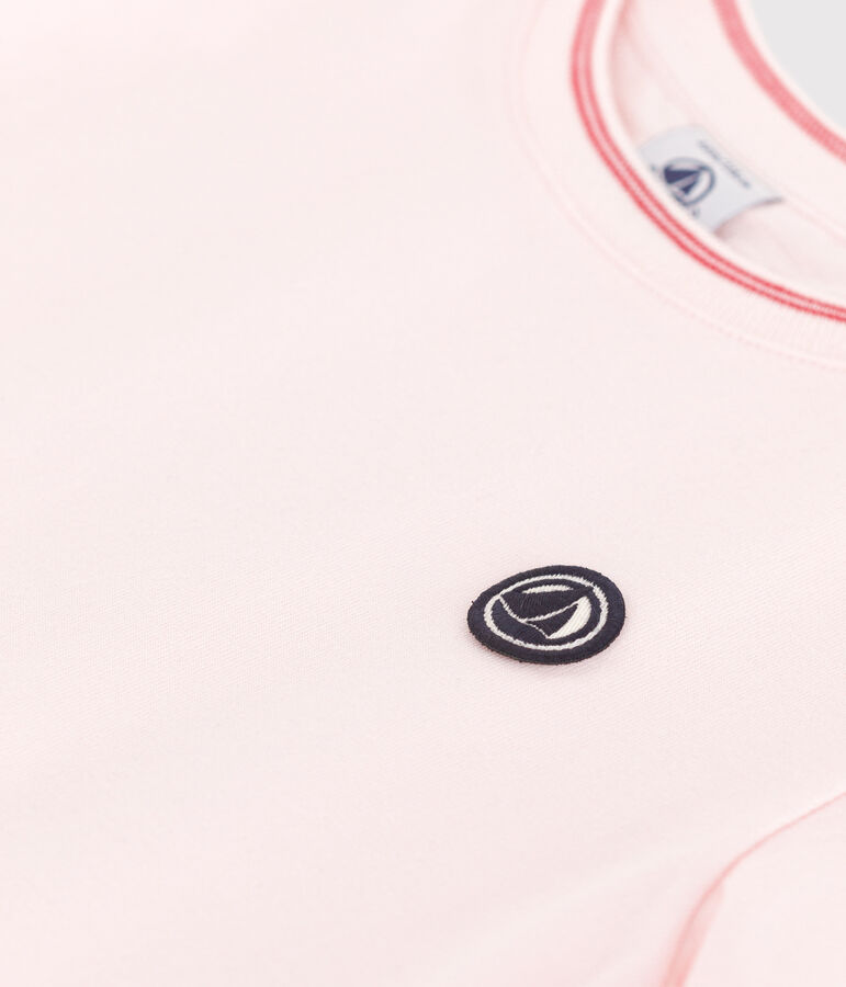 Effen katoenen T-shirt met korte mouwen voor kinderen roze