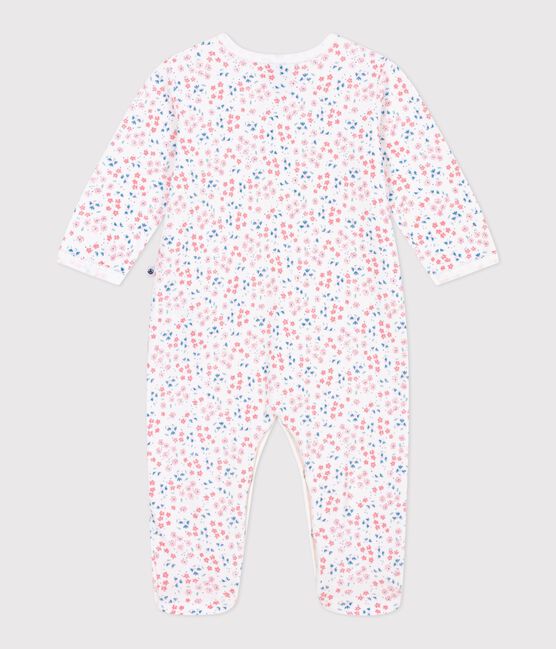 Pyjama bébé en velours imprimé fleuri blanc MARSHMALLOW/blanc MULTICO
