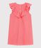 Robe enfant manches courtes en coton motifs c&oelig;urs rose