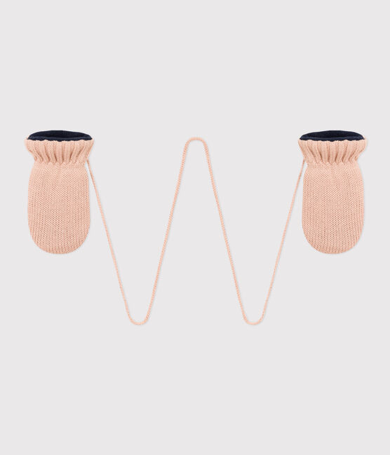 Babywanten van gevoerd tricot en gerecycleerde fleece roze SALINE