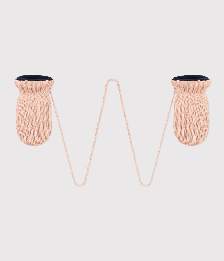 Babywanten van gevoerd tricot en gerecycleerde fleece roze