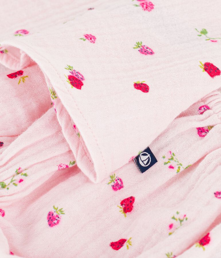Katoenen babyjurkje met bloemenprint en pofbroekje roze/multicouleur