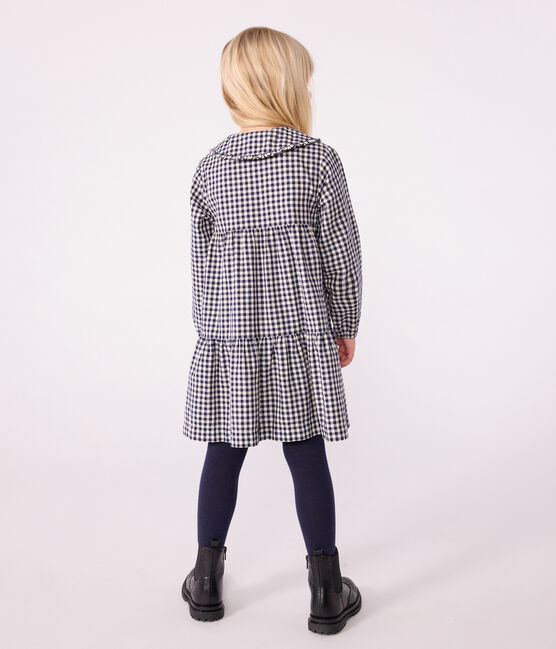 Flanellen geruite jurk met lange mouwen voor kinderen blauw SOIR/ MILK