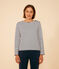 Katoenen marineshirt met knopen voor dames wit MARSHMALLOW/blauw SMOKING