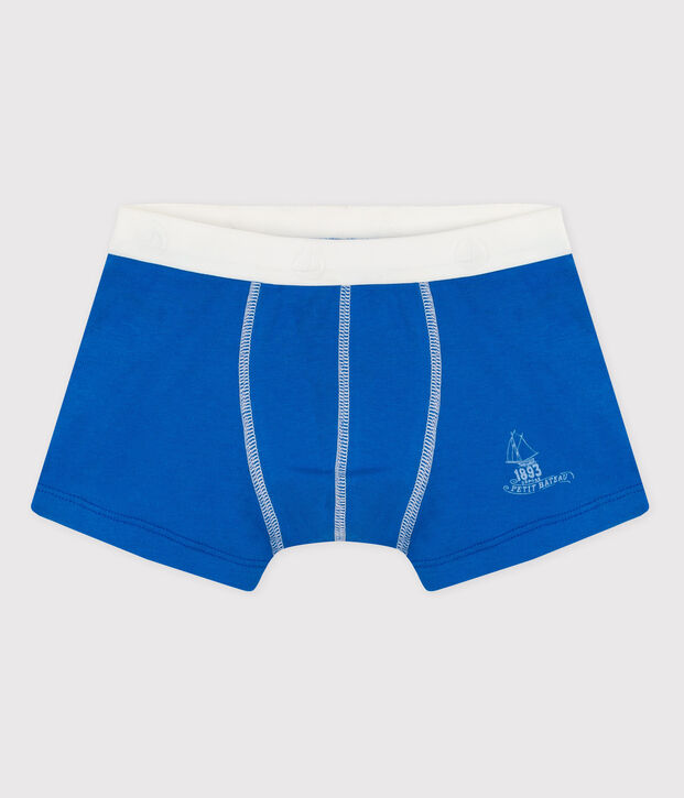 Boxer petit gar&ccedil;on en coton bleu