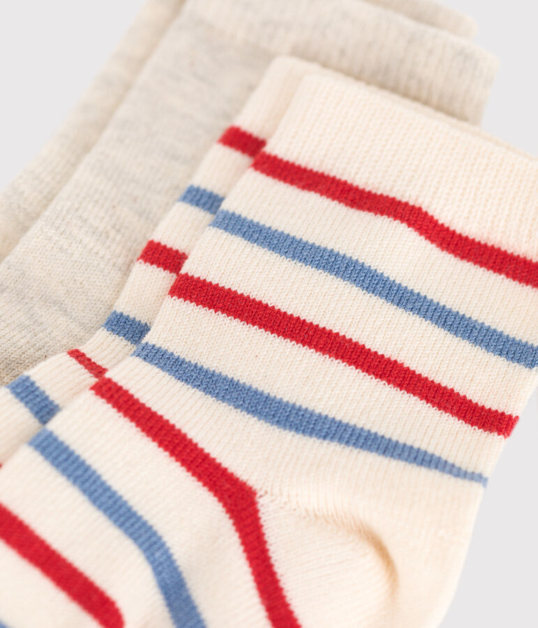 2 paires de chaussettes b&eacute;b&eacute; en coton &agrave; rayures multicouleur