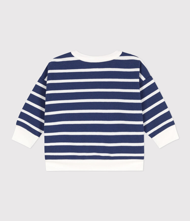 Sweatshirt b&eacute;b&eacute; en molleton ray&eacute; bleu/blanc