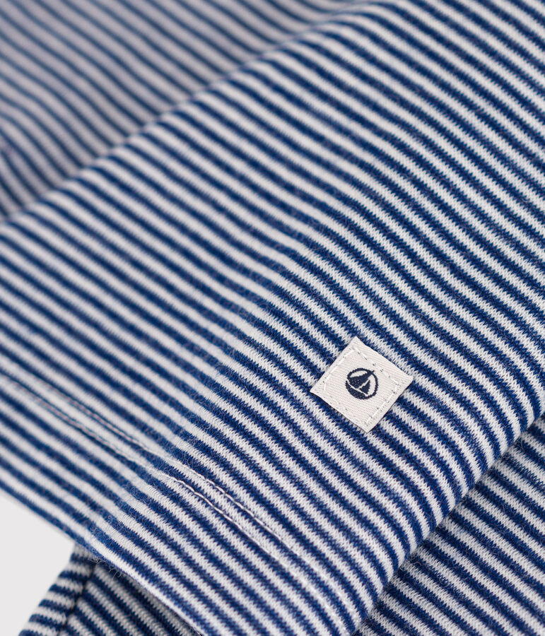 Gestreept T-shirt met lange mouw van wol en katoen voor kinderen blauw/wit