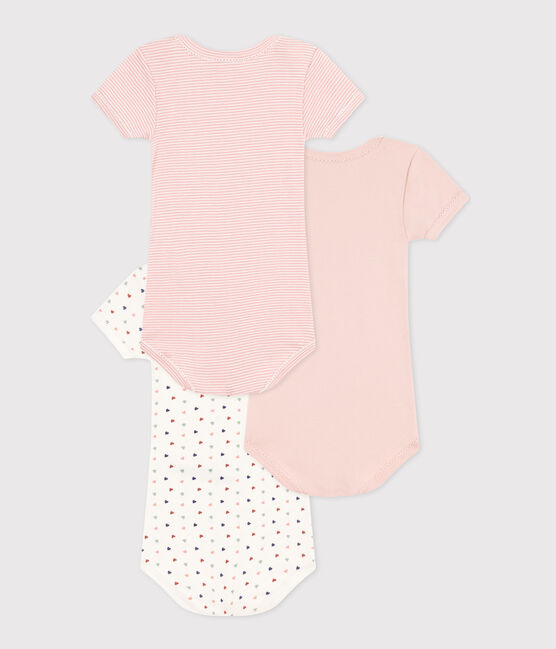 Lot de 3 bodies manches courtes mini cœurs en coton bébé variante 1