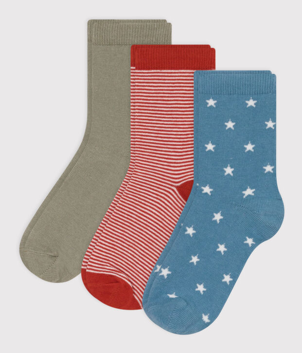 Lot de 3 paires de chaussettes &eacute;toiles en jersey de coton enfants multicouleur