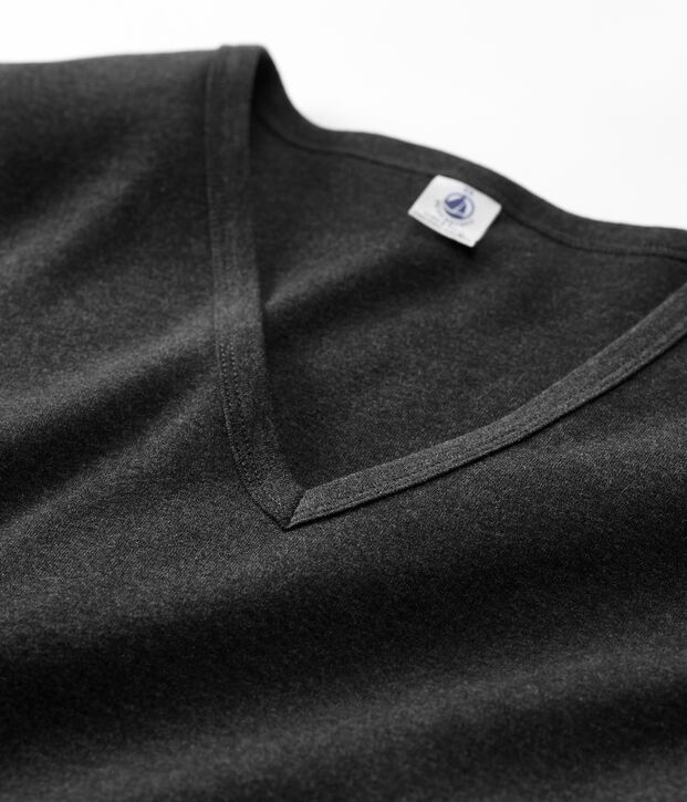 Tijdloos dames-T-shirt met V-hals in biokatoen grijs