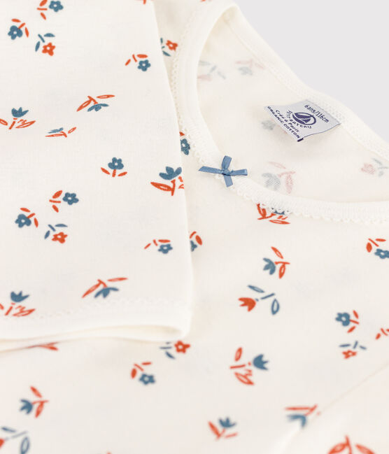 Chemise de nuit fleur petite fille en coton blanc MARSHMALLOW/blanc MULTICO
