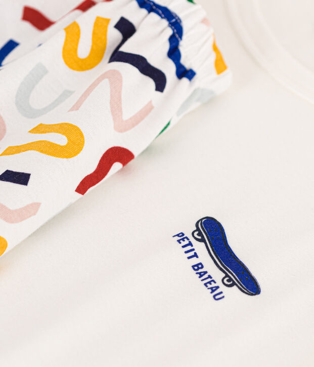 Katoenen korte pyjama voor kinderen wit/multicouleur