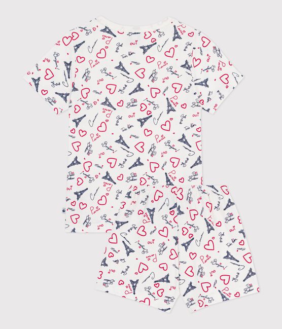 Pyjama short enfant en coton imprimé Paris blanc MARSHMALLOW/blanc MULTICO