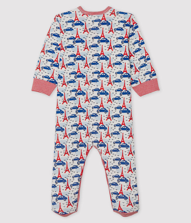 Babypyjama van ribstof wit/multicouleur