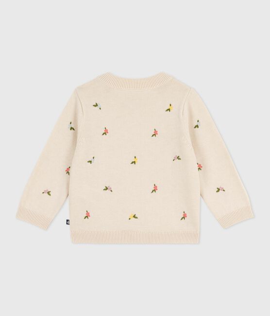 Pull bébé en laine et coton à fleurs brodées blanc AVALANCHE/ MULTICO