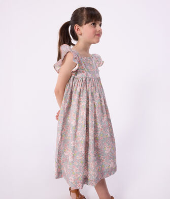 Robe sans manches enfant en coton imprim&eacute;e fleurs