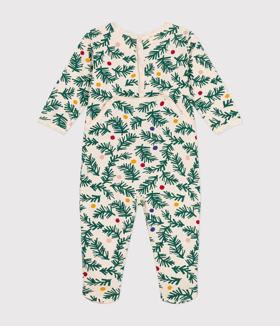 Babypyjama van geruwde fleece met kerstboomprint wit AVALANCHE/ MULTICO